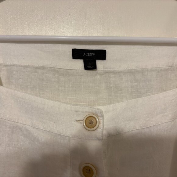 J. Crew #BG249 Women's Linen Square-Neck Button-Front Shirt Top Blouse L White - Picture 3 of 9